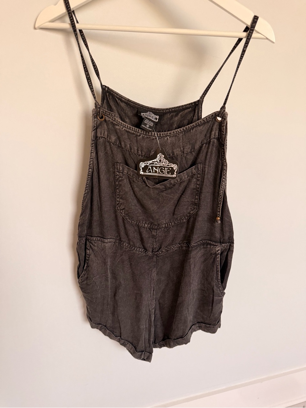 Angie Black Washed Camisole Romper